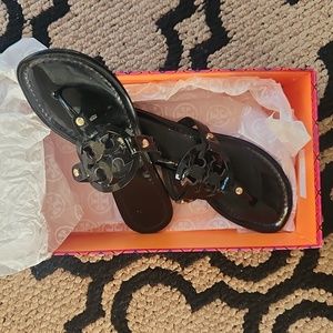 Tory Burch Black Patent Miller Sandals 7.5